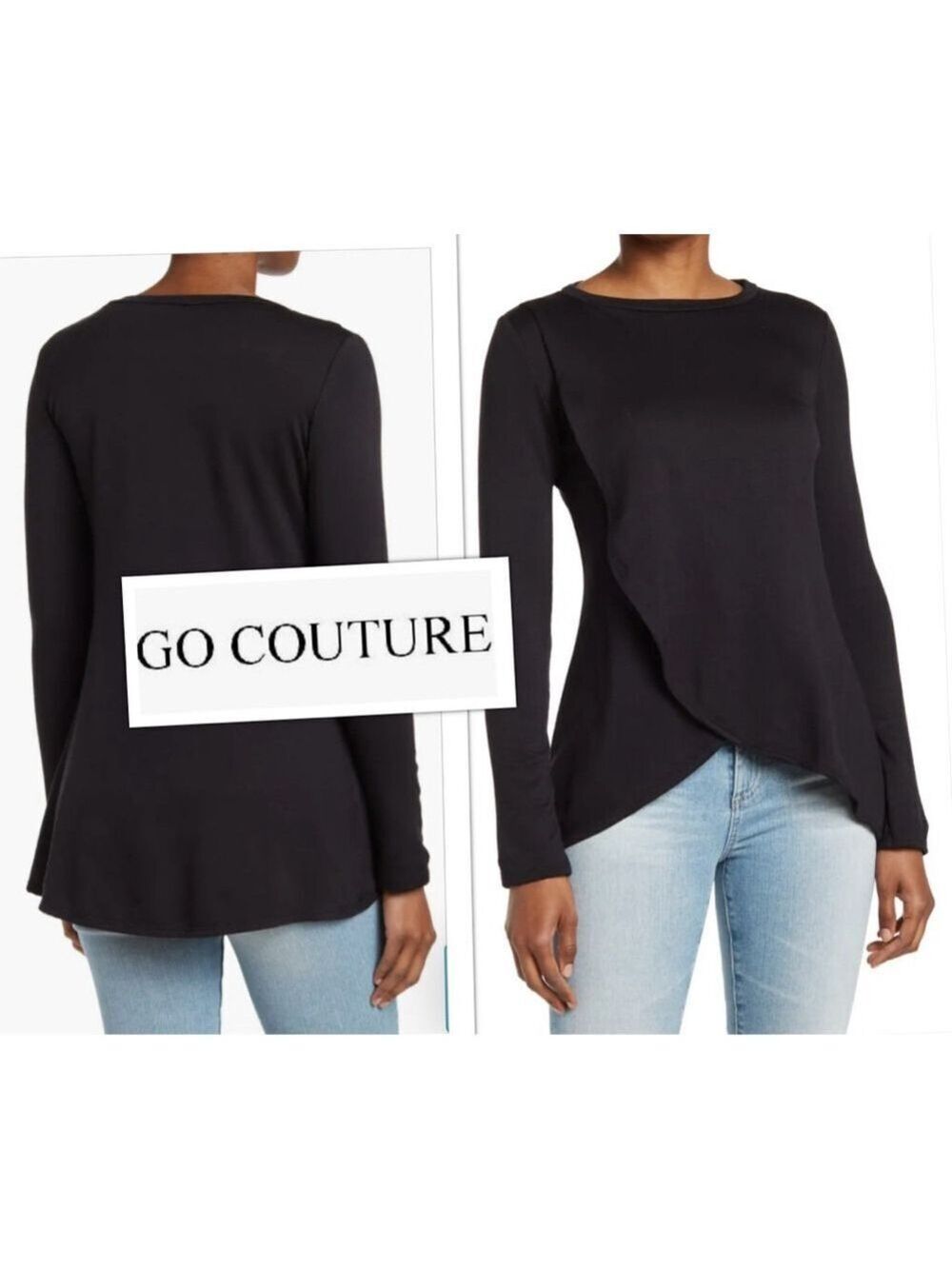 GO Couture Buttery Soft Jersey Whimsigoth Closet Staple Cross Hem Top size Med